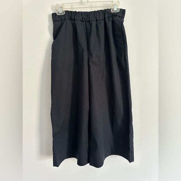 COS Black 100% Cotton Crop Wide Leg Pants 18” Inseam Pull On Size 2